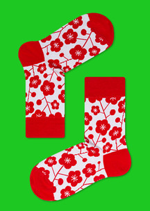 Цветные носки JNRB: Носки Красные цветы на белом