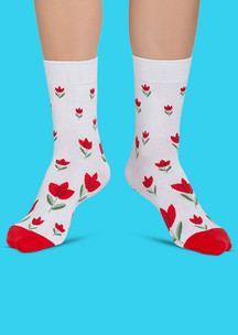 Цветные носки JNRB: Носки Красные тюльпаны