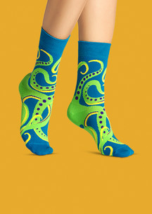 Цветные носки JNRB: Носки Зеленый Осьминог