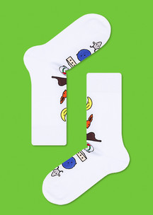 Белые носки с рисунком FunnySocks