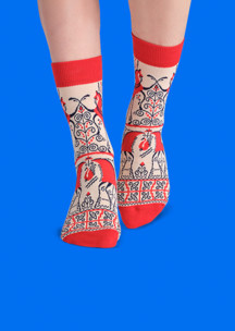 Цветные носки JNRB: Носки Кони из Мезенска