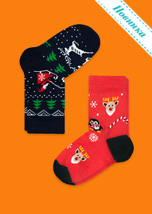 Новогодние носки JNRB: Носки детские (2 пары) Дедов Морозов много не бывает