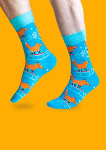 Цветные носки JNRB: Носки Лиса на санках