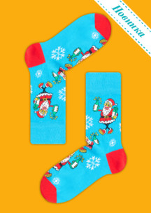 Цветные носки JNRB: Носки Дед Мороз - синий нос